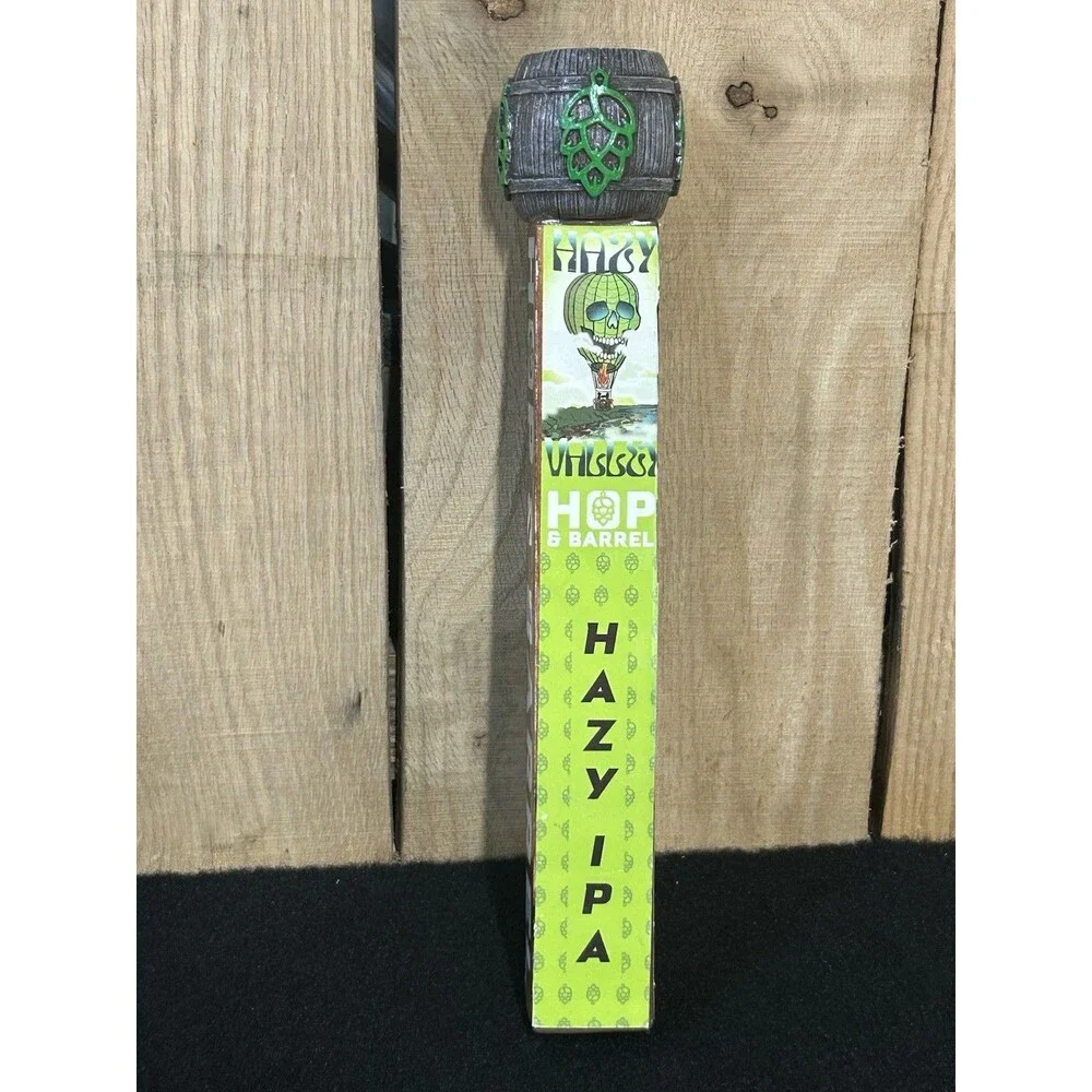 Hop & Barrel Hazy Valley Hazy IPA Beer Tap Handle Flying Skull 12